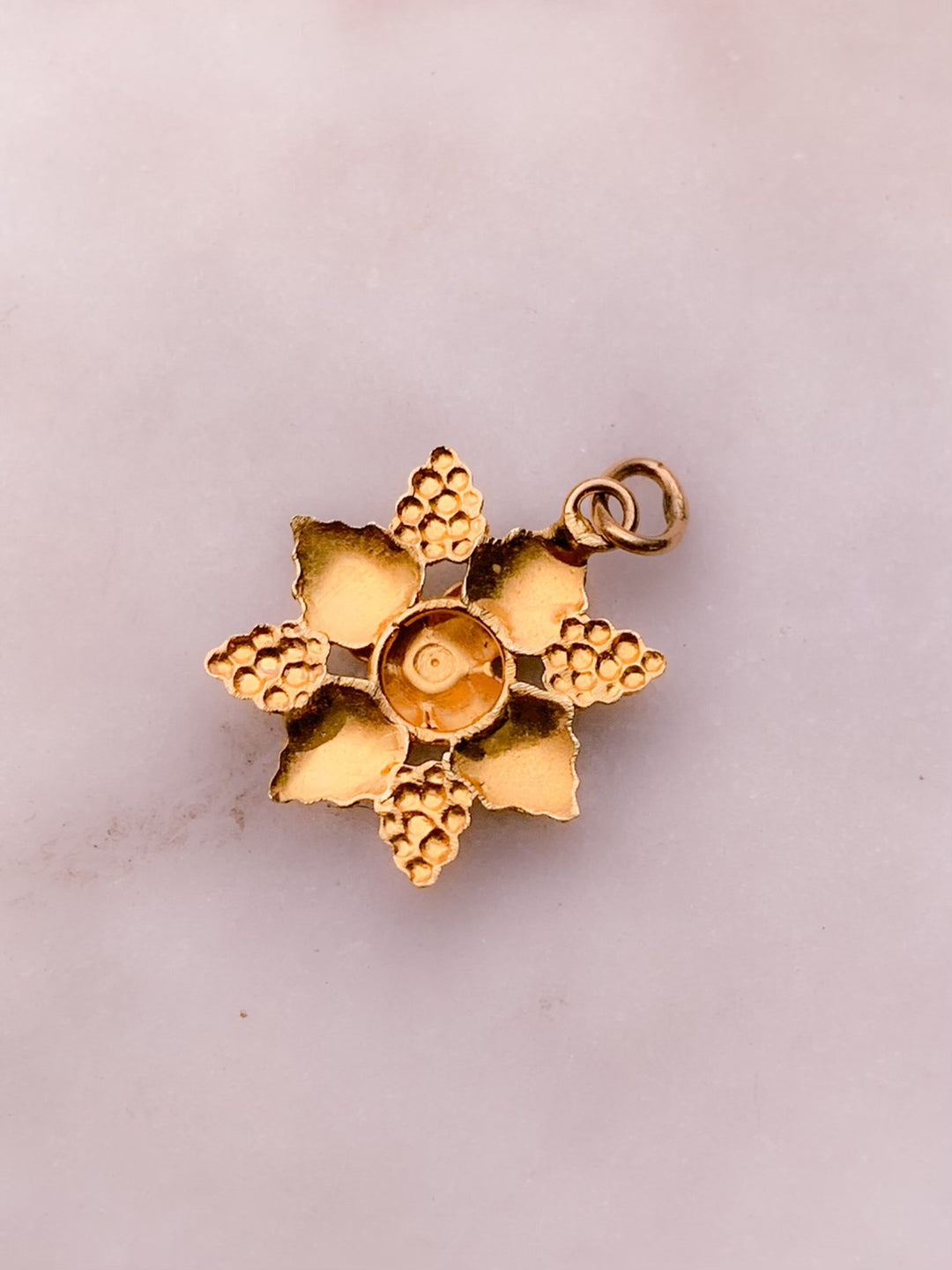 Early Vintage Tri-Color Gold Floral Charm in 14k