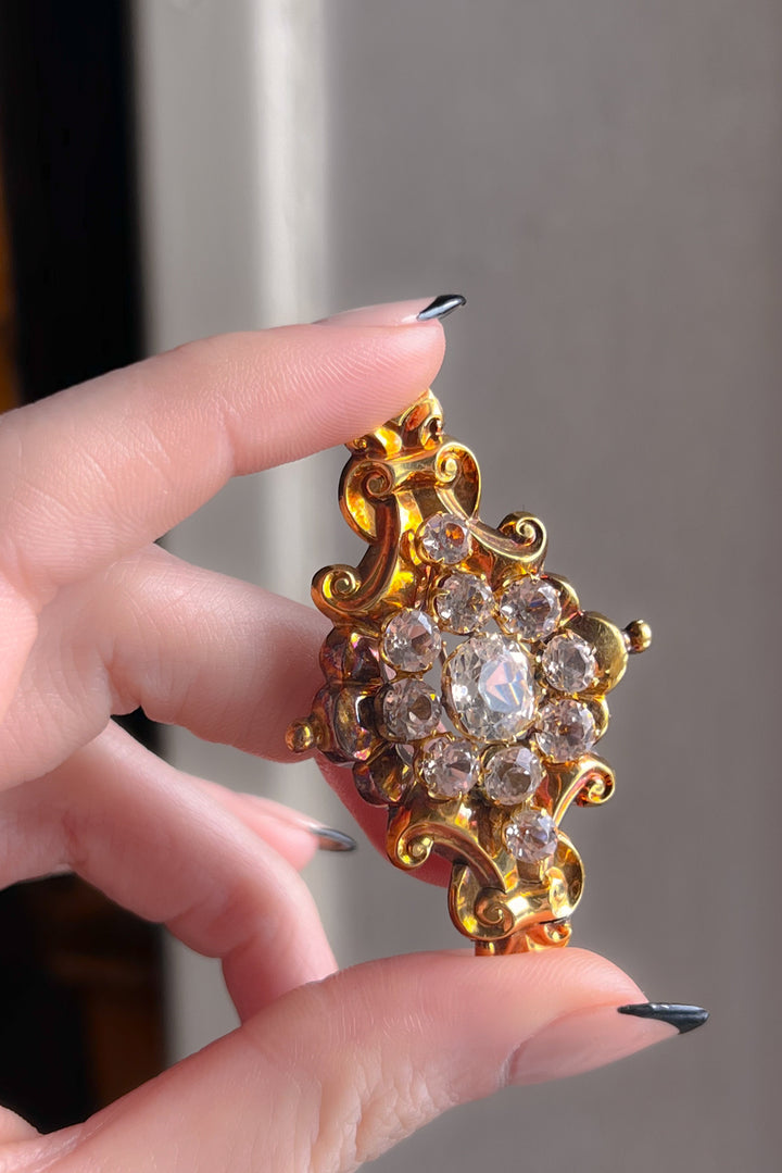 Superb Victorian 14ct Old Mine Cut Paste Brooch 1849