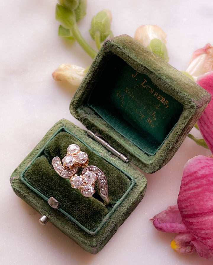 Outstanding 18k and Platinum Diamond Bypass Ring