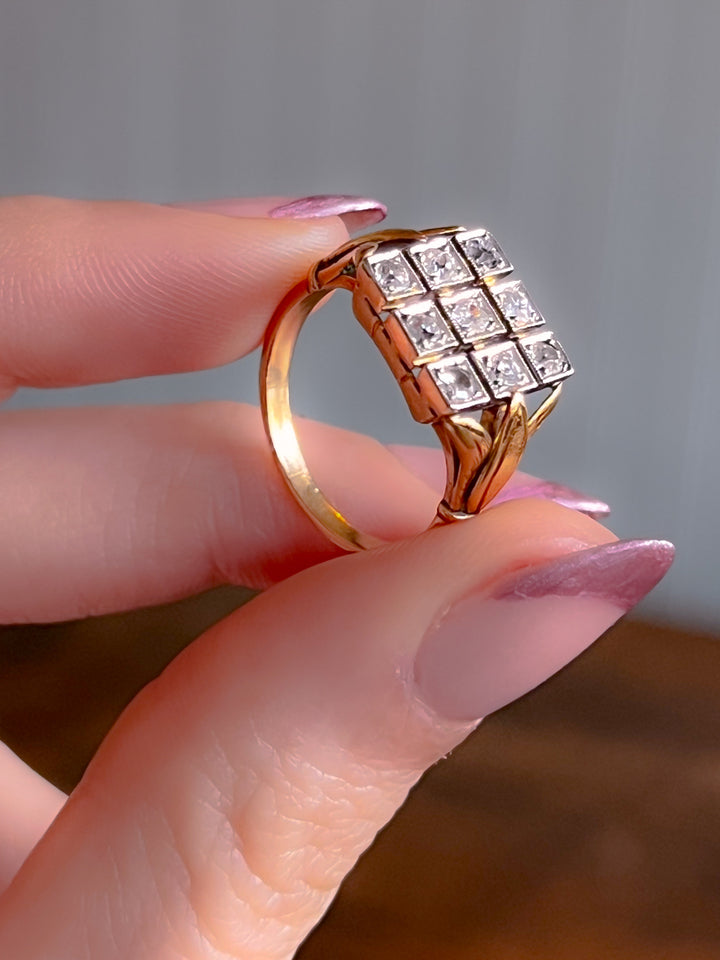 Victorian Diamond Plaque Ring in 18ct with Platinum Top 1.30ctw