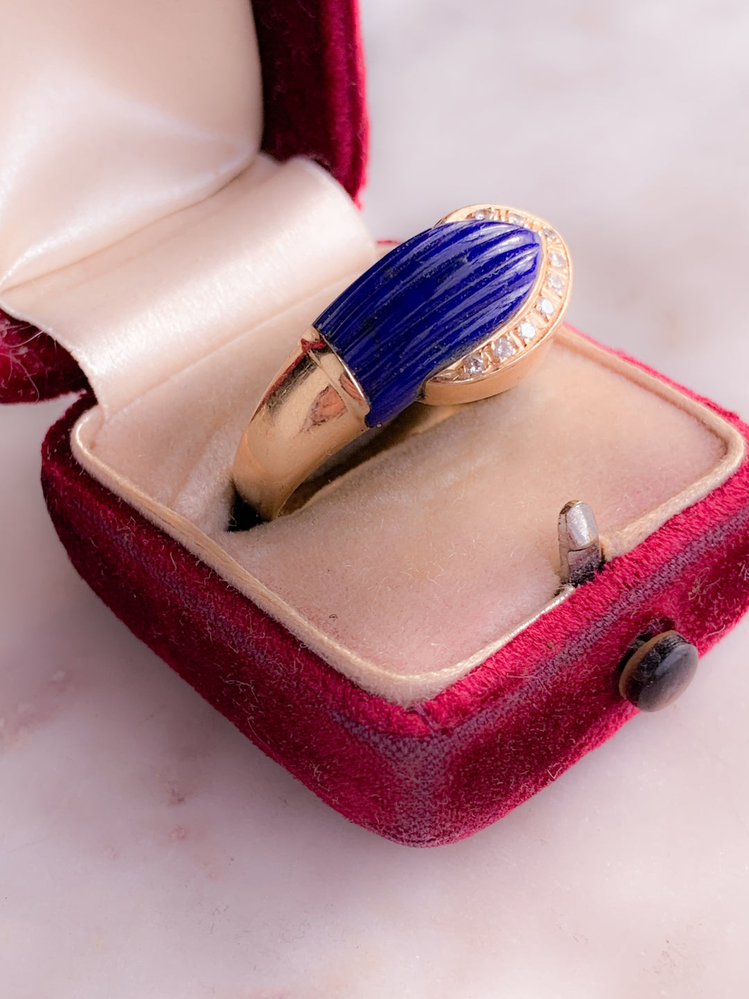 Vintage Lapis and Diamond Ring