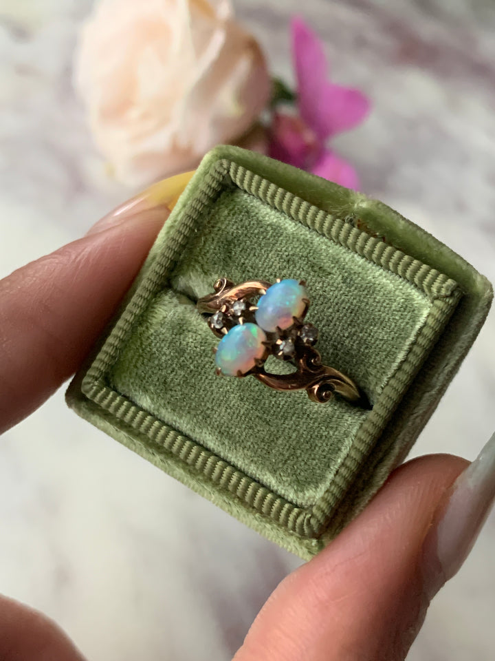 14ct Ostby Barton Double Opal and Diamond Ring