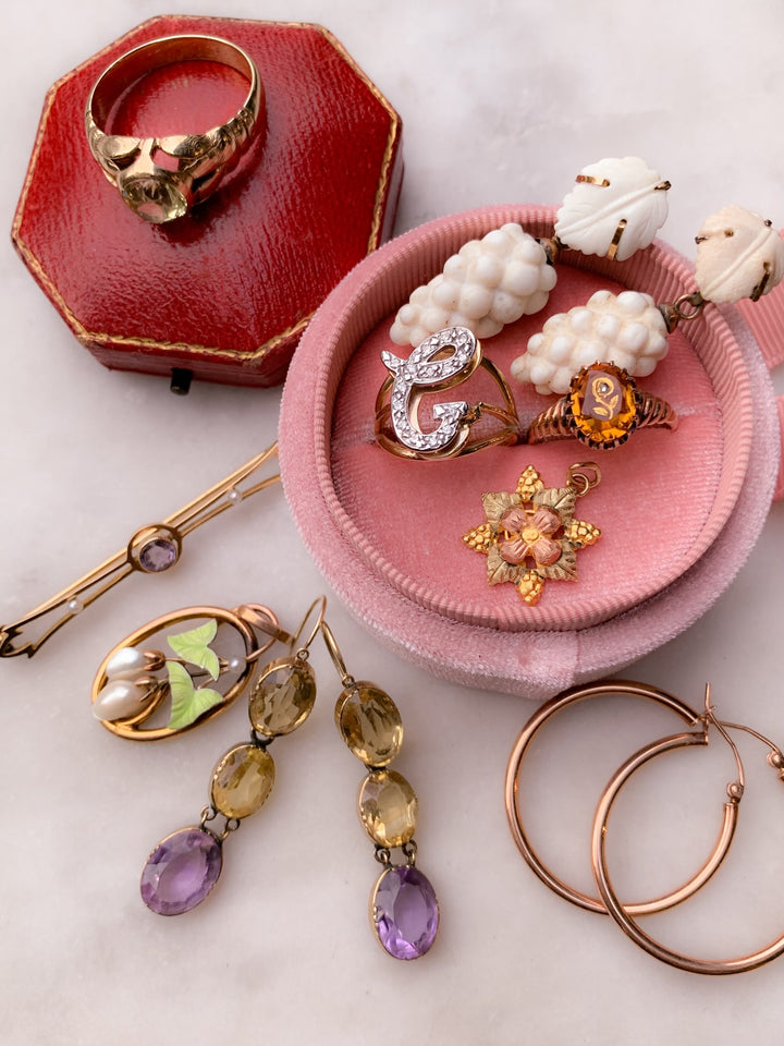 Amethyst and Citrine Day/Night Earrings in 15k Gold