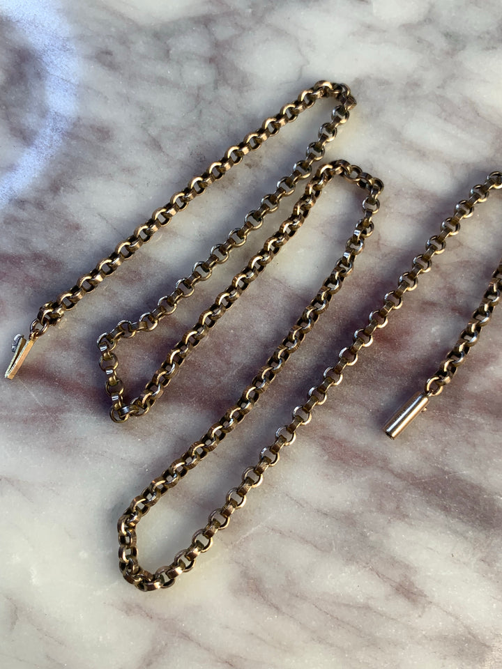 18” Edwardian 9k Gold English Chain with Thick Rollo Links