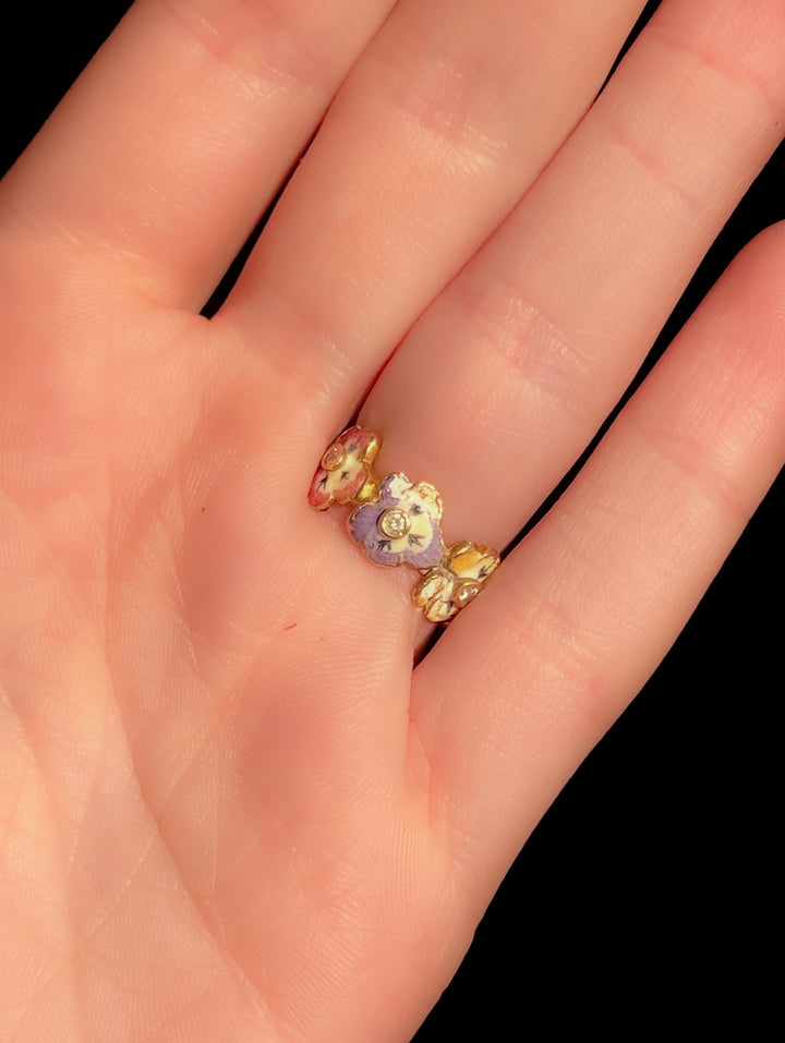 Outrageous 1960’s Enamel Pansy Band