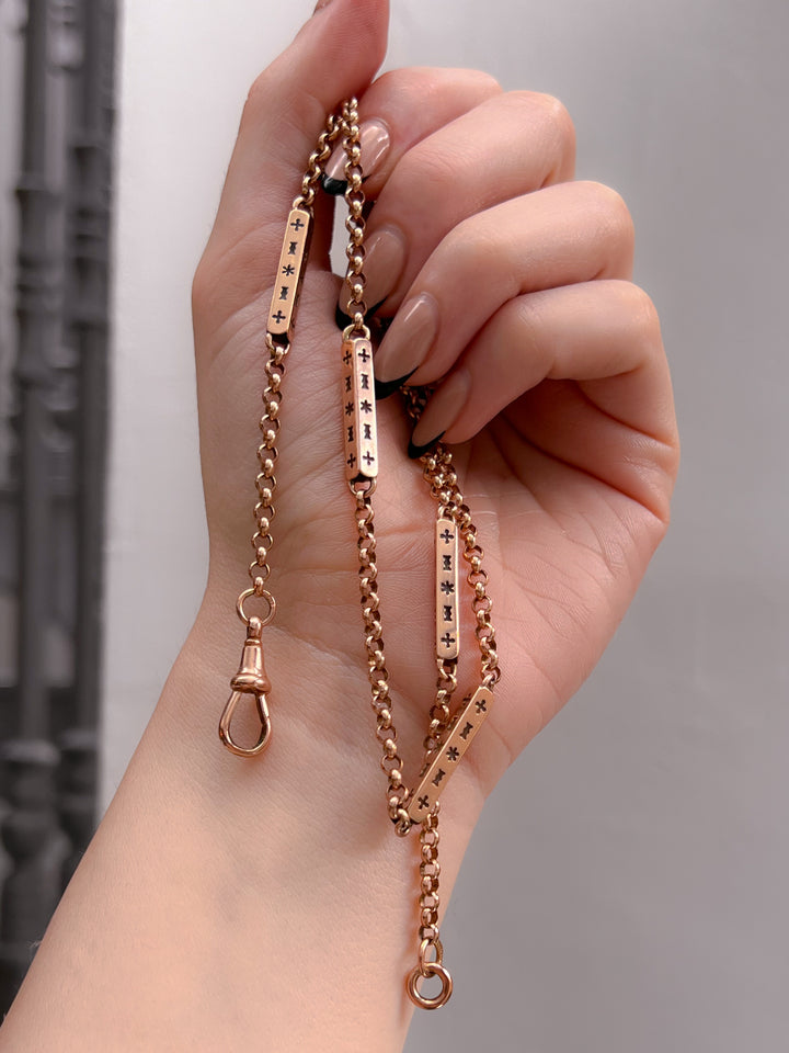 Sumptuous 9ct Pink Gold English Station Chain