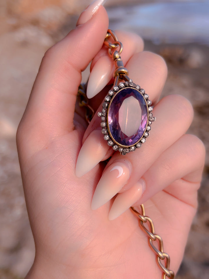 Victorian Diamond and Amethyst Brooch
