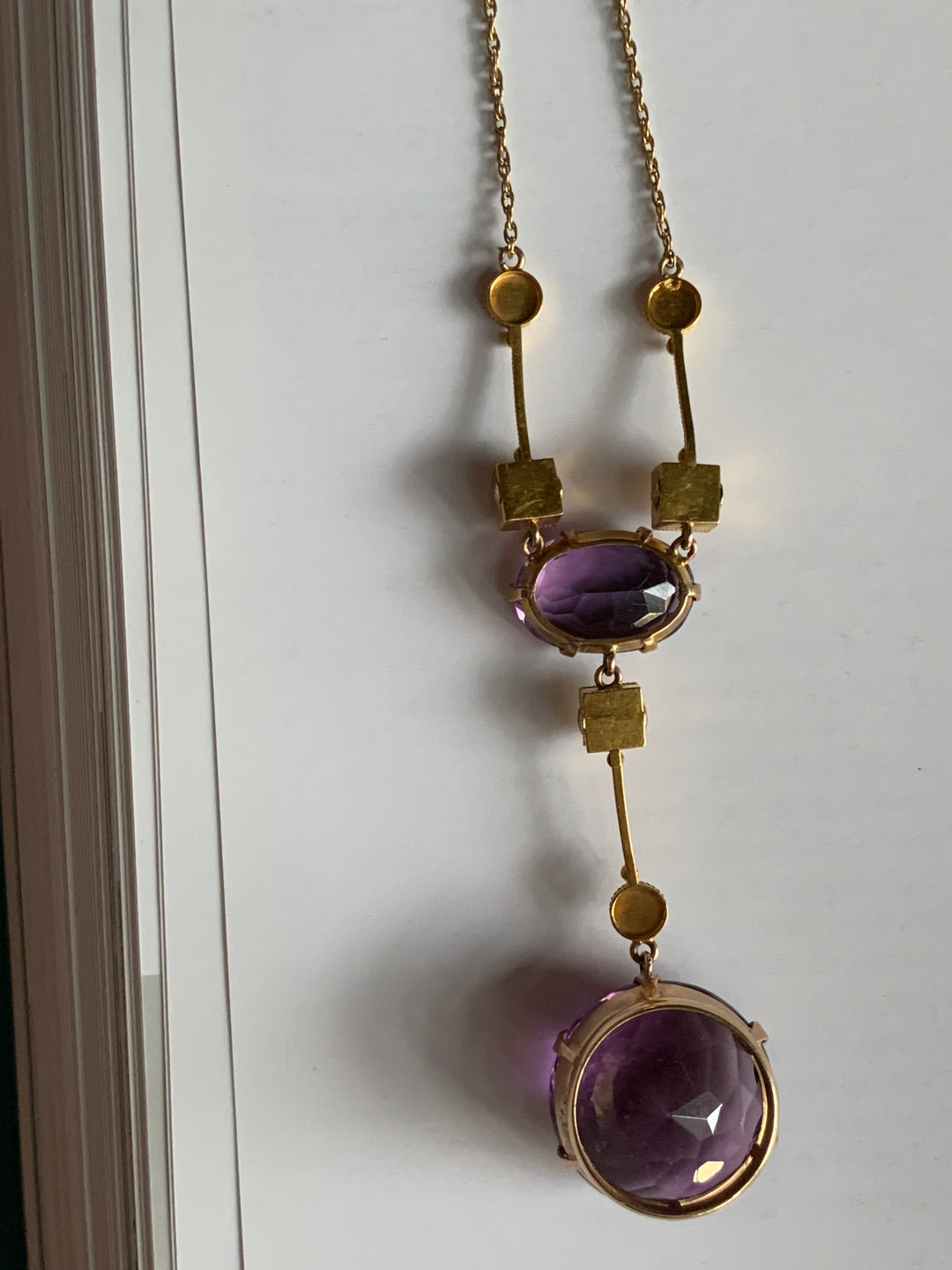 Outstanding Amethyst Necklace in 15k Circa 1879 *include ribbon*