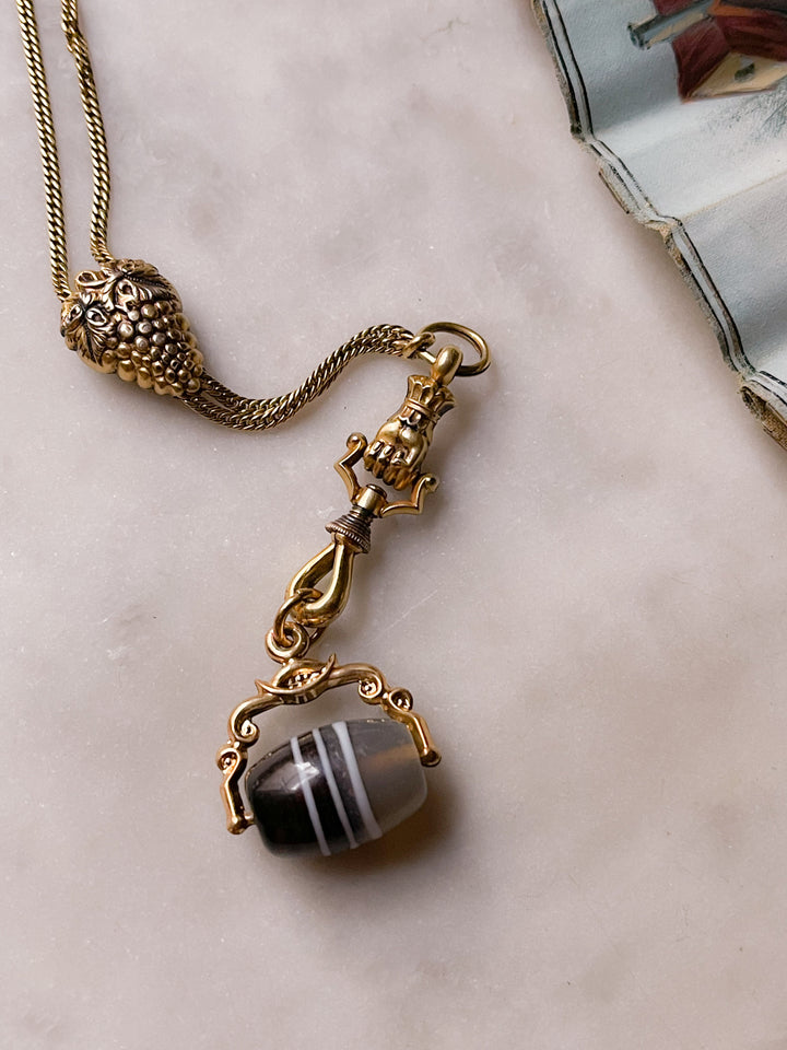 Pinchbeck and Banded Agate Rolling Fob