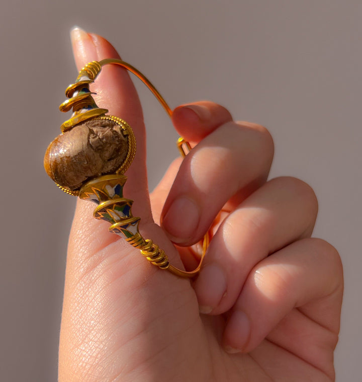 Superb Edwardian Egyptomania Scarab Bracelet in Solid 18k