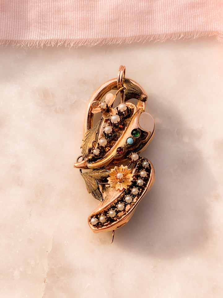 14k American Victorian Birthstone Brooch
