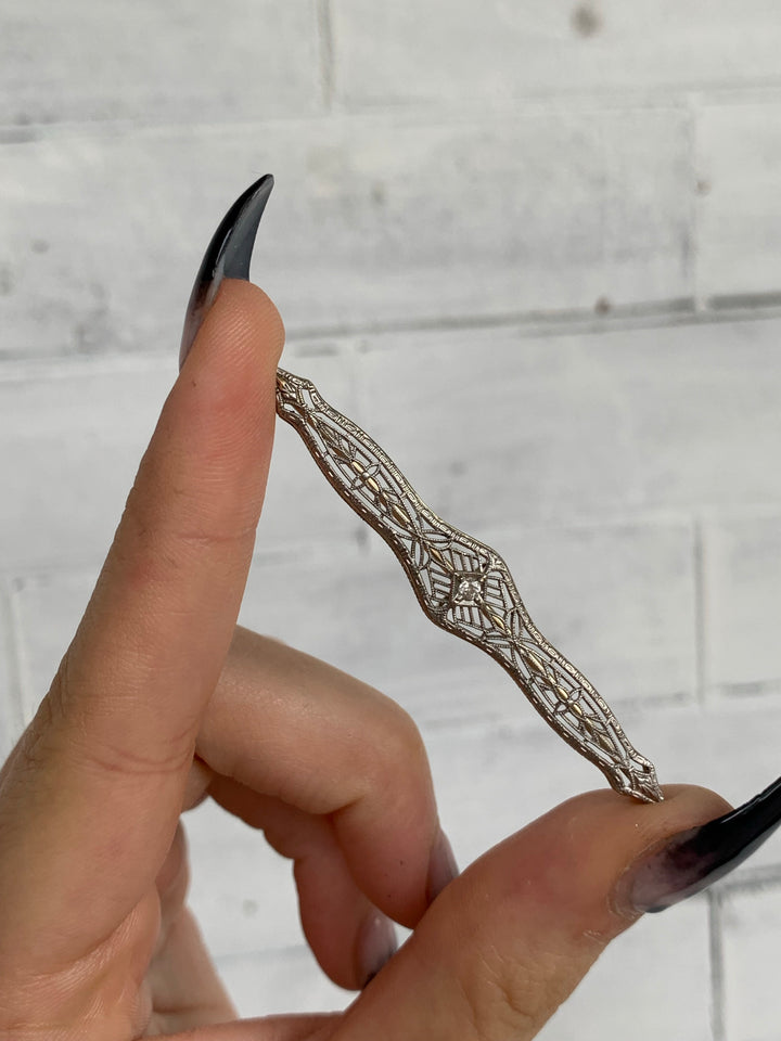 14k Diamond Art Deco Brooch
