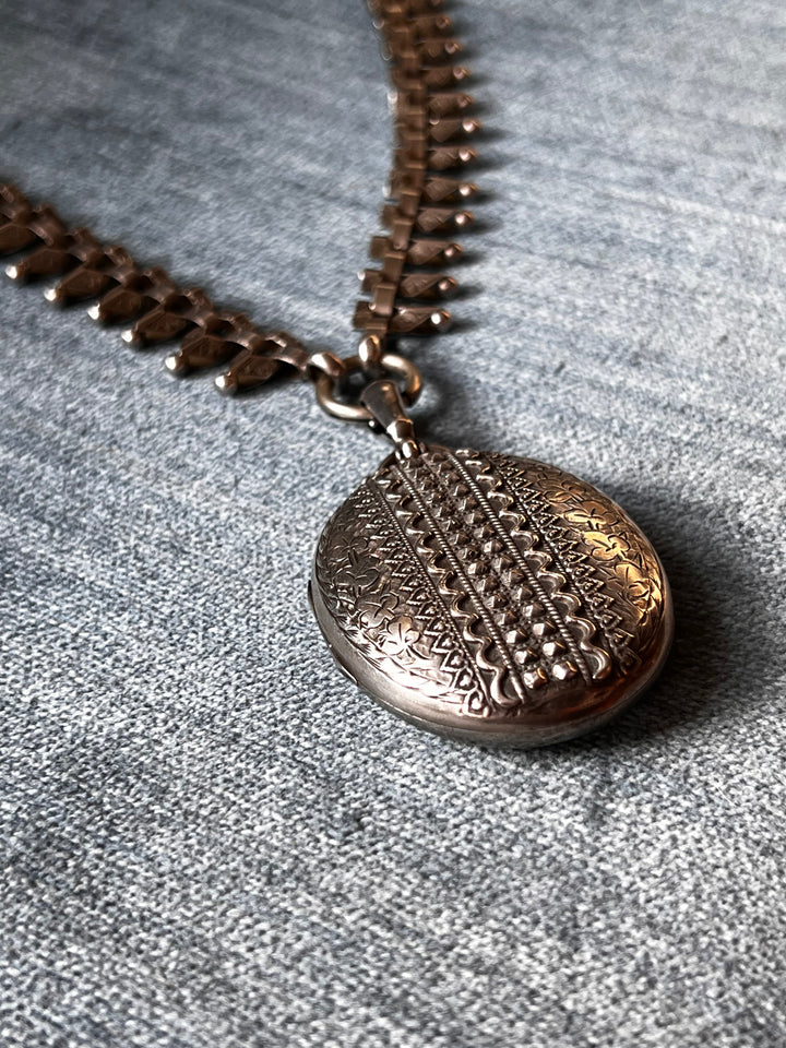 Gorgeous Victorian Sterling Locket and Collar
