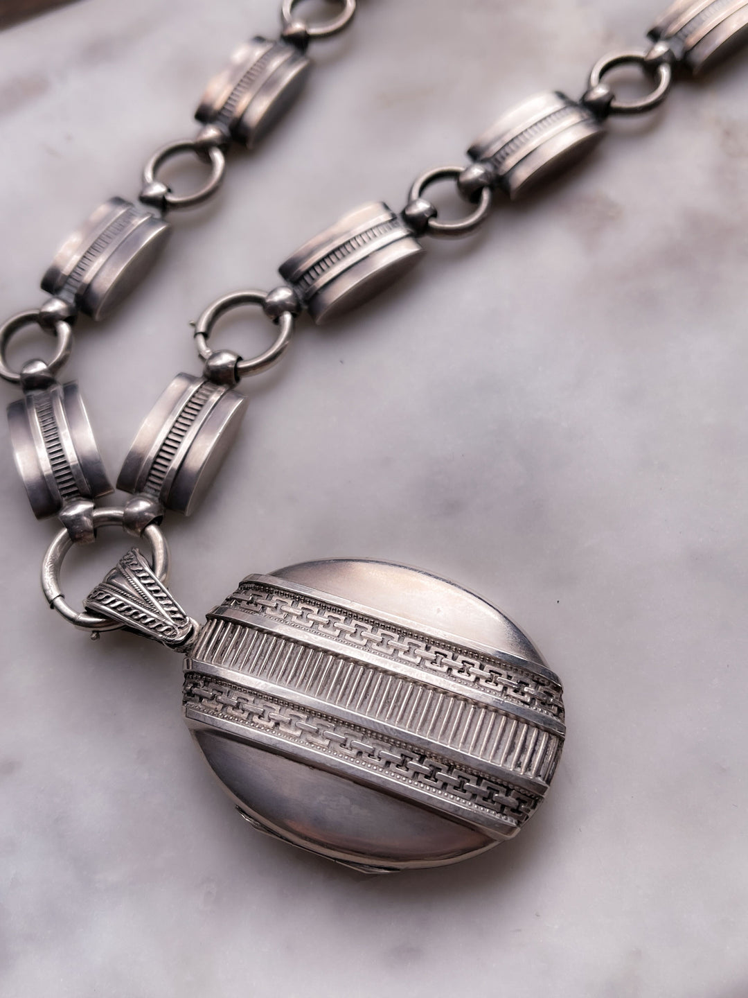 Gorgeous 21" Sterling Collar with Original Locket
