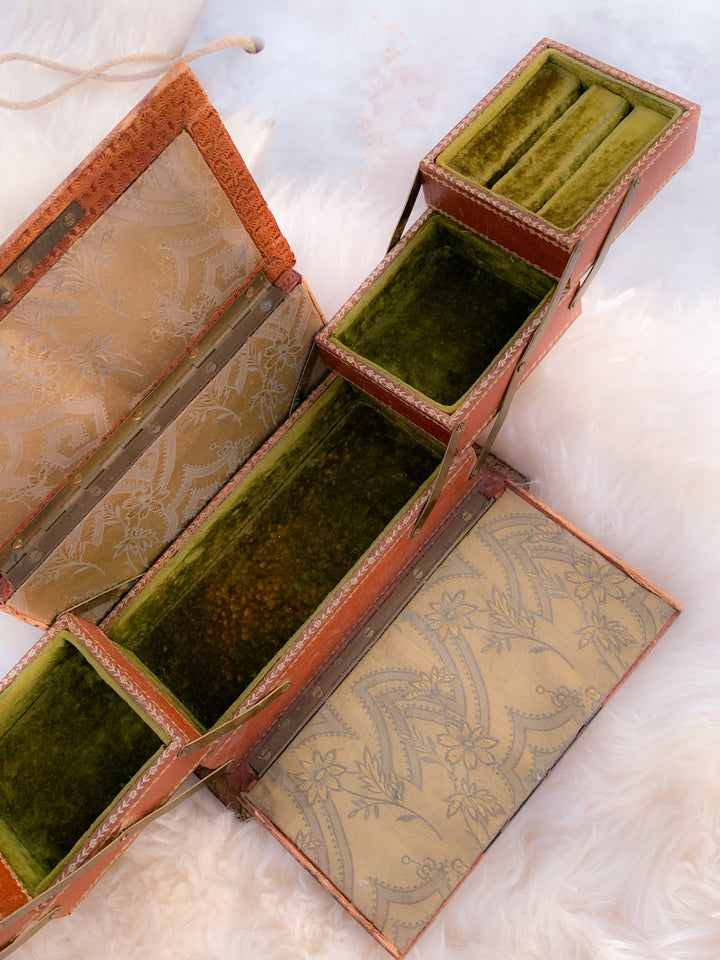 French Victorian Leather "Unfolding" Box