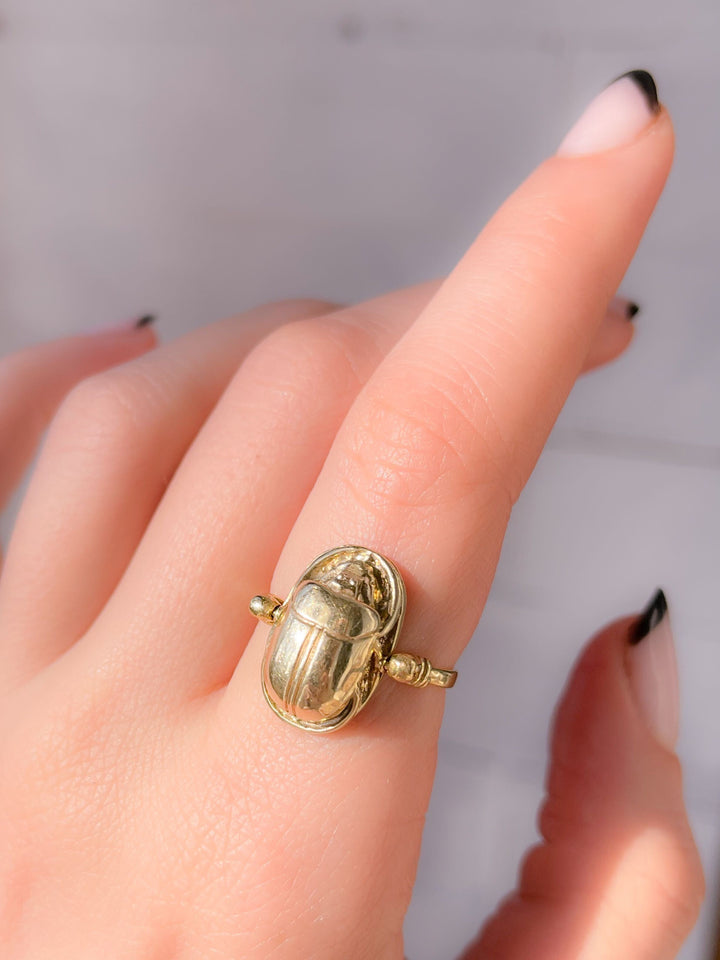 Large Scale 18k Scarab with Ankh Glyph on Reverse