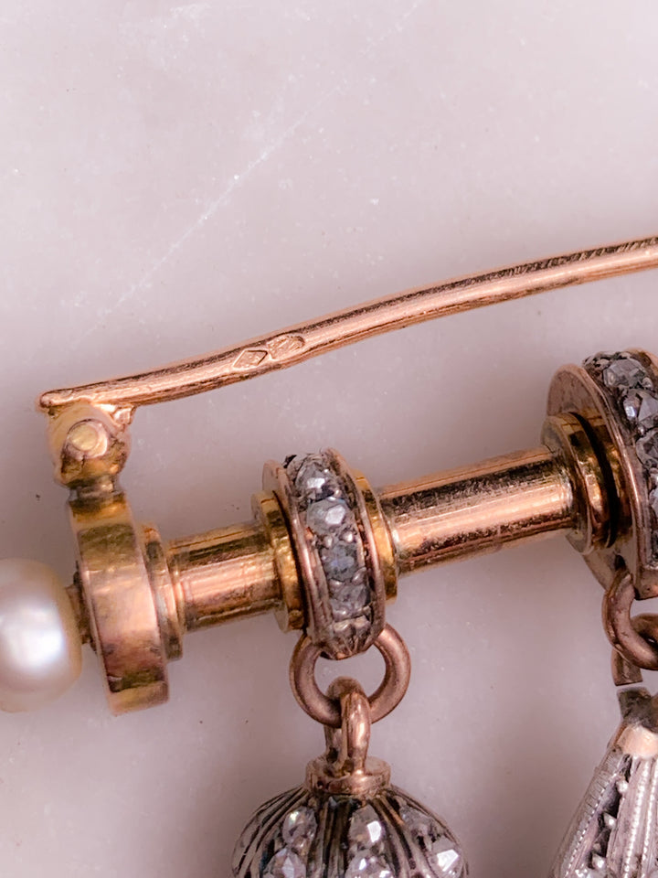 Exceptional French 18ct, Platinum, Garnet and Diamond Brooch Circa 1860-70