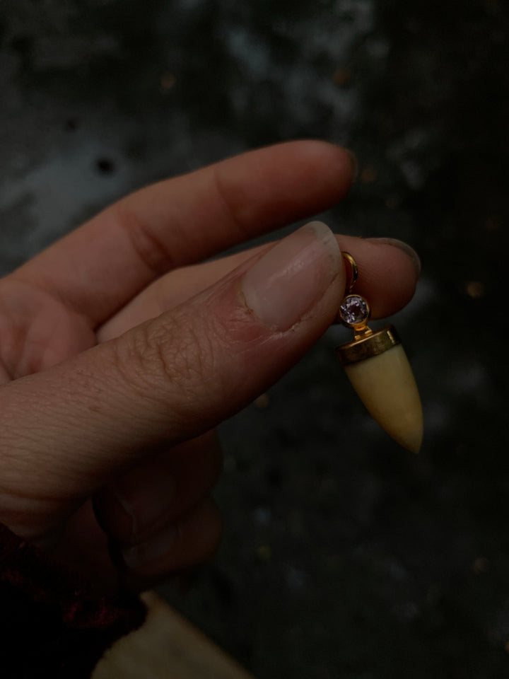 Sapphire-Topped Fang, Curio Original in 14ct, 1.5” length