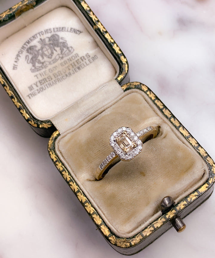 Darling Emerald Cut Champagne Diamond Ring