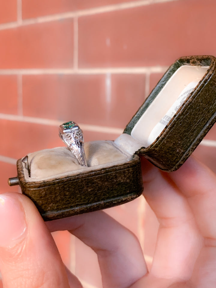 *hold for R* 18k Art Deco Emerald Trilogy Ring