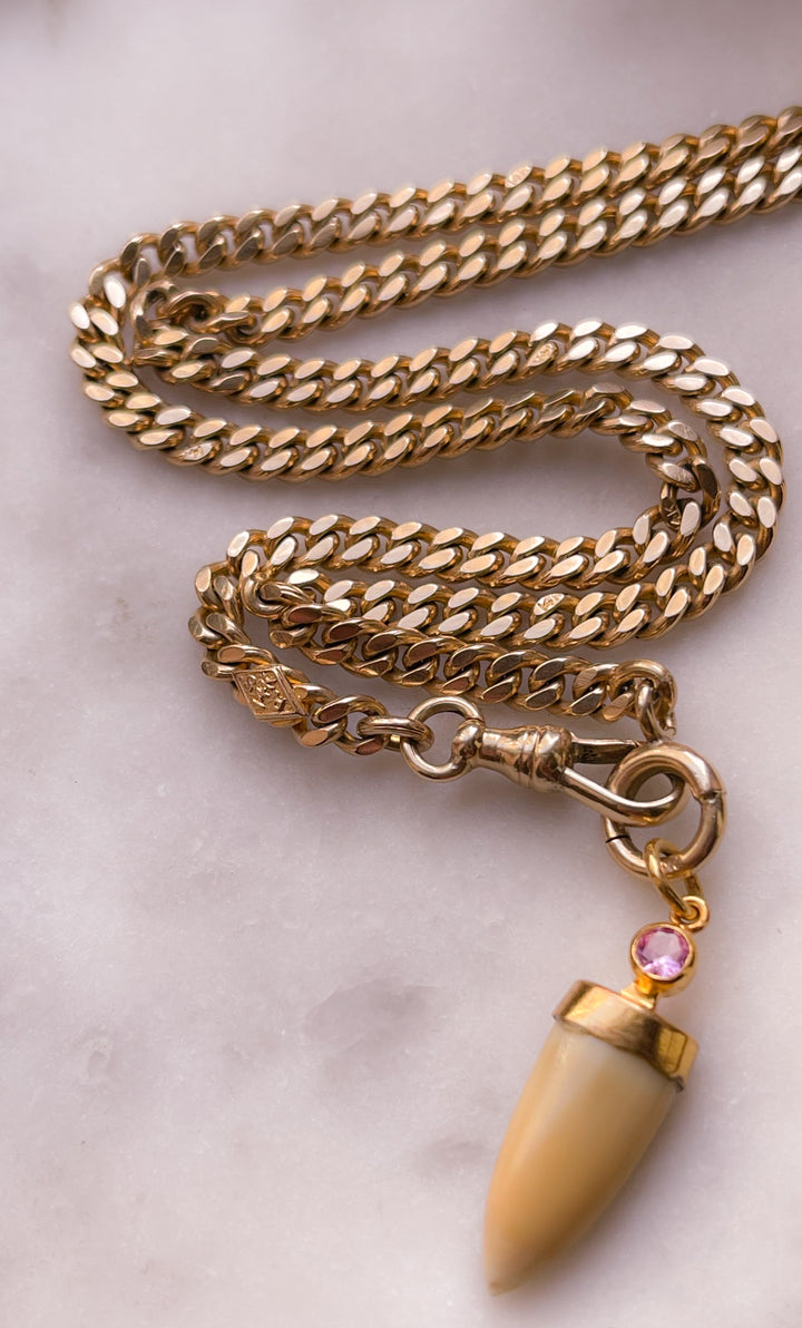 Victorian Tiger Fang with Pink Sapphire Bale Fitting