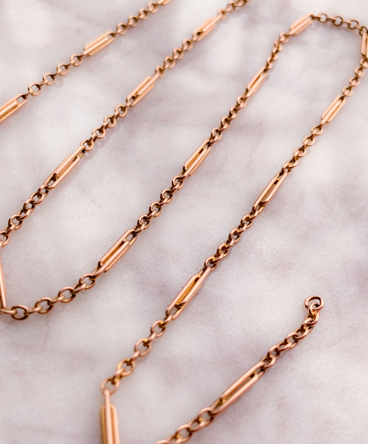 9k Pink Gold English Station Chain