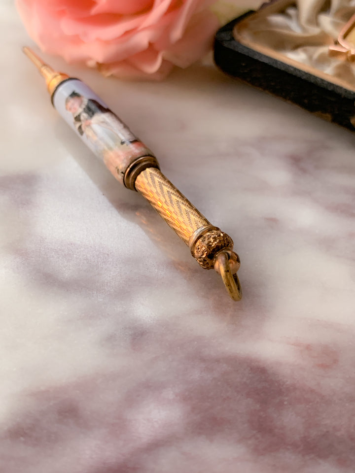 Gold Cased Pencil with Depiction of Boy Circa 1810 *
