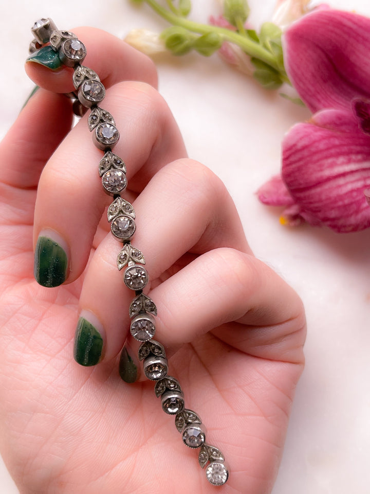 Belle Époque Coin Silver and Paste "Diamond" Rose Vine Bracelet
