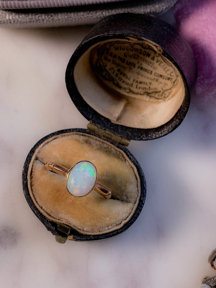 Outstanding Pink Gold Opal Solitaire