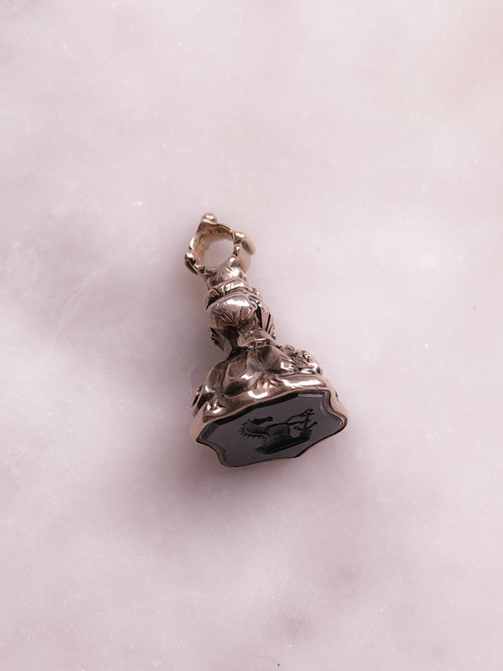 9k Georgian Bloodstone Intaglio Fob