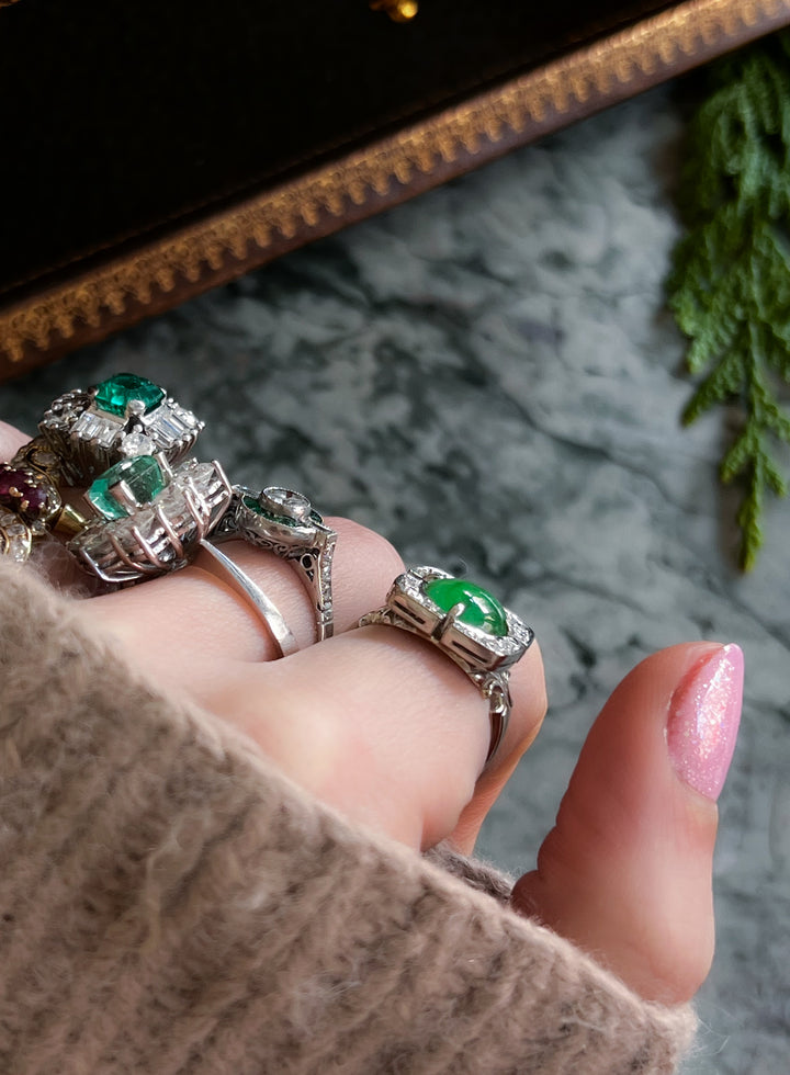 14ct White Gold Candy Apple Jade Conversion Ring