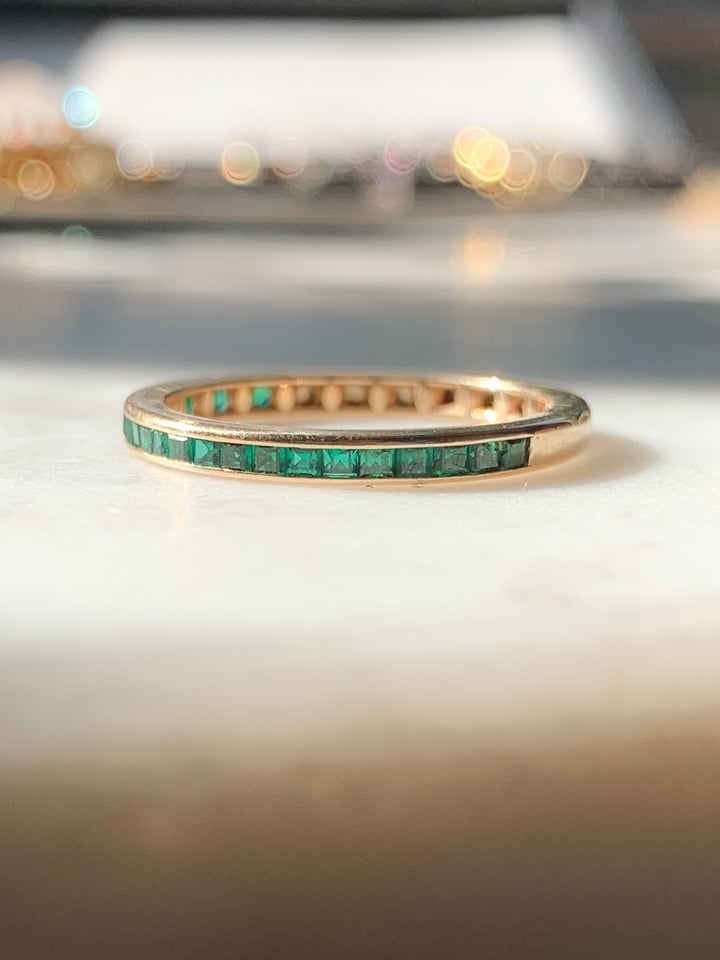 14k Emerald Stacking Band Circa 1950s-60s