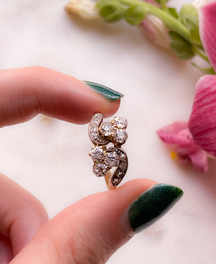 Outstanding 18k and Platinum Diamond Bypass Ring