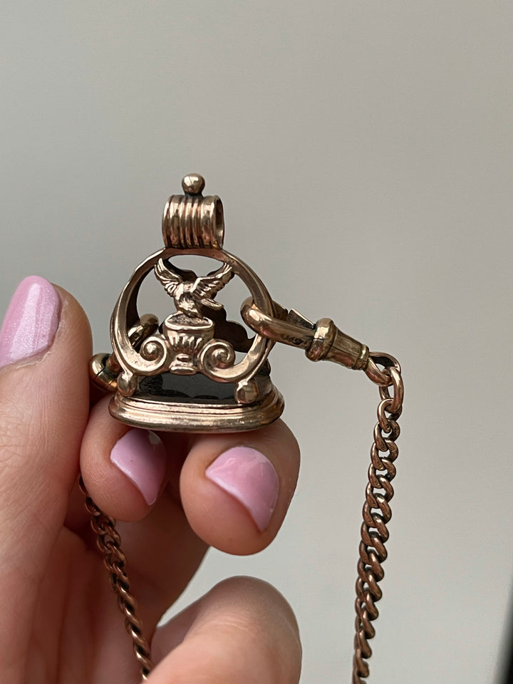 9k Pink Gold Fob Drinking From Chalice