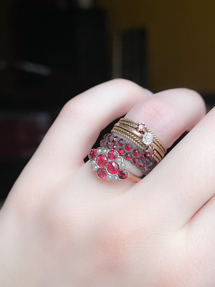 Bohemian Garnet Double Stacked Band in 6k