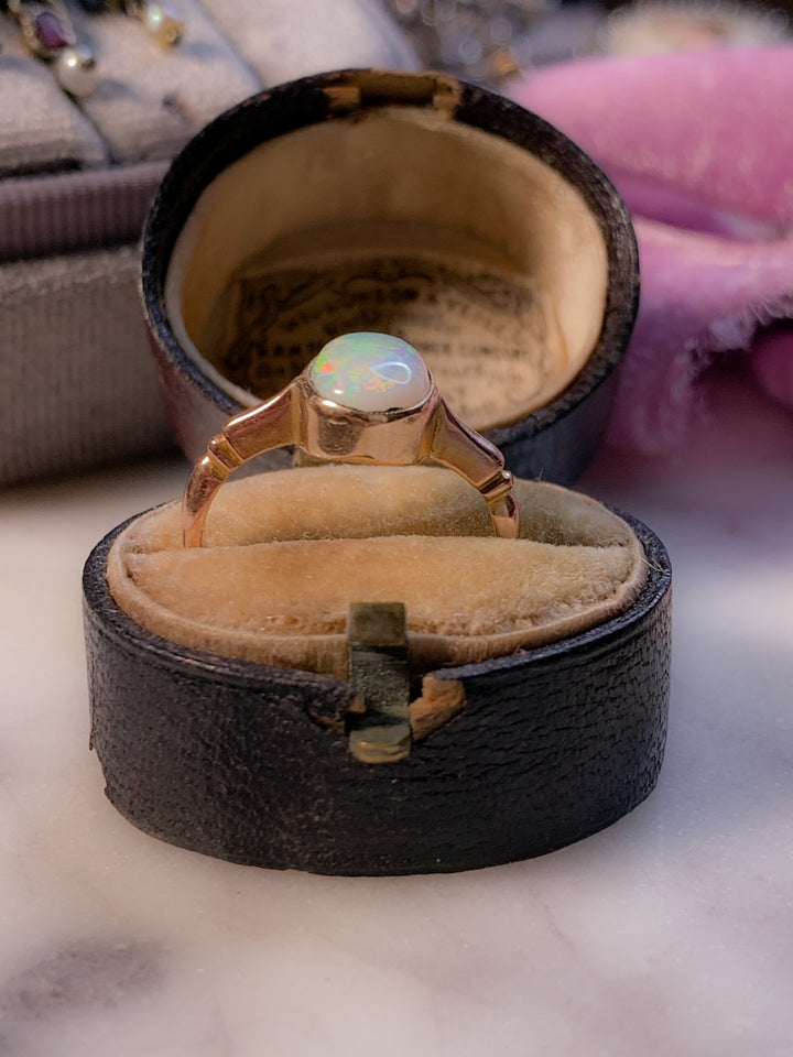 Outstanding Pink Gold Opal Solitaire