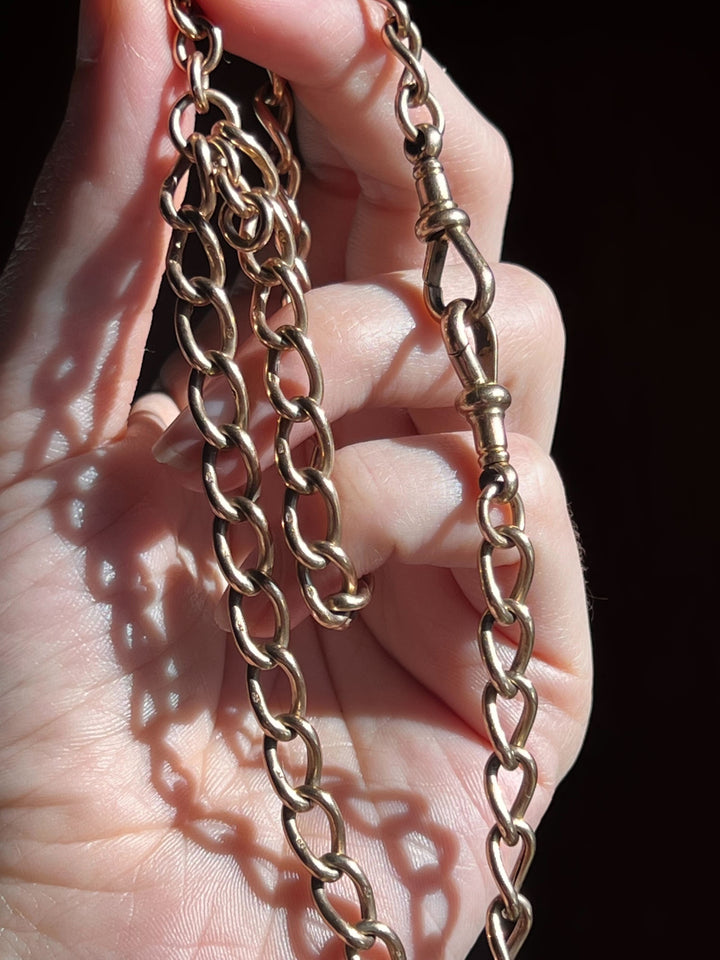 Sassy Pink Gold Double Dog Clip Watch Chain