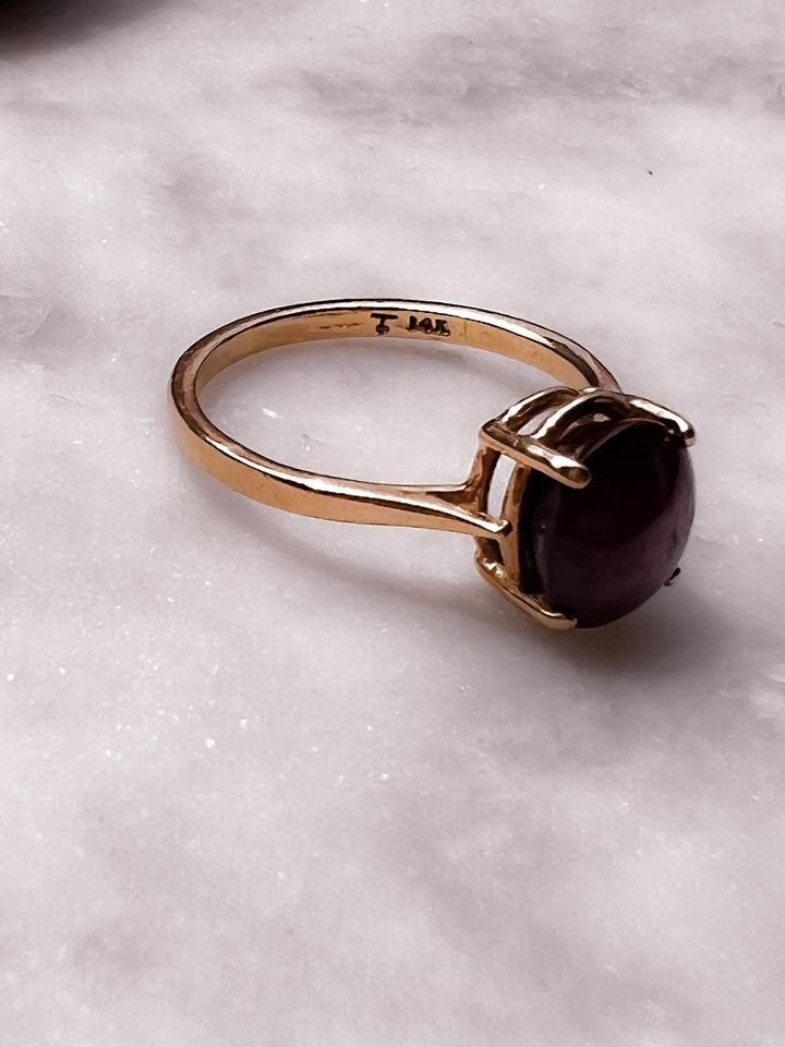 Sumptuous Plum Purple Star Sapphire Ring in 10k
