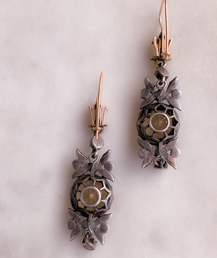 Superb 19th C Citrine and Diamond Paste Earrings