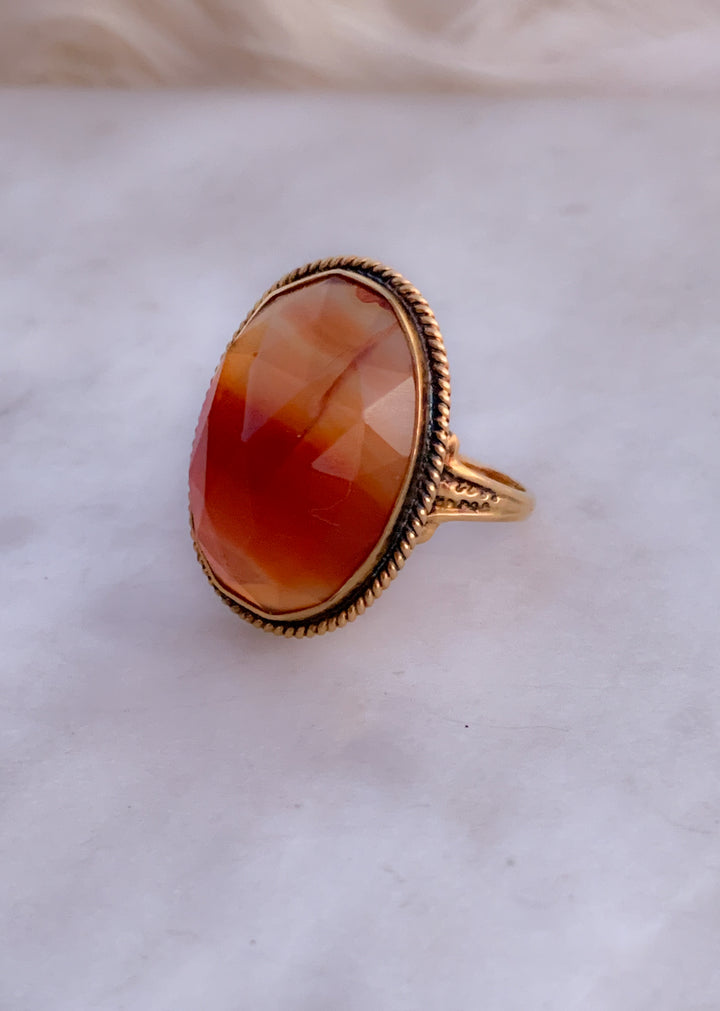 Gorgeous Carnelian Facet Top Ring in 14k