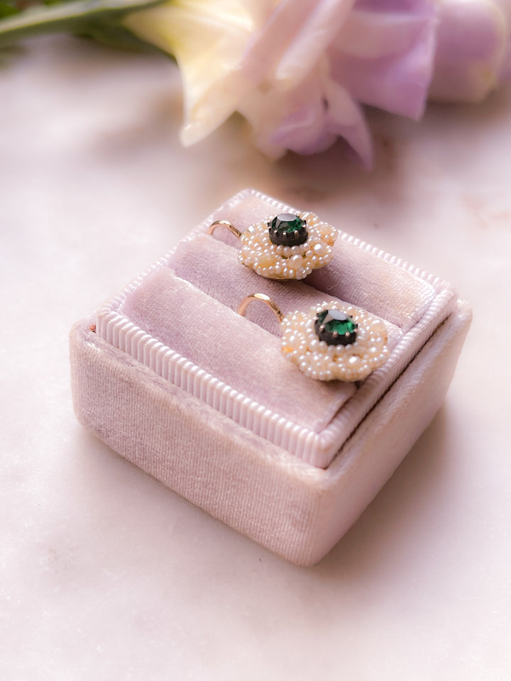 Early Victorian Paste and Pearl Earrings Circa 1840