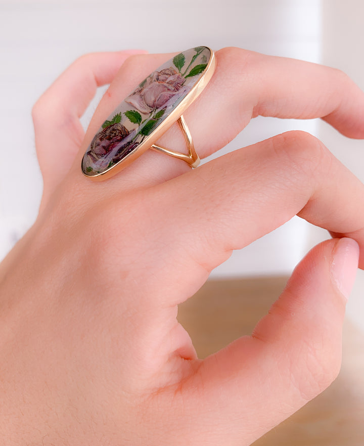 14ct Essex Crystal Double Rose Ring