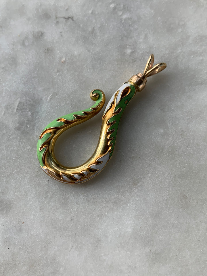 Rare Victorian S Hook in 15k with Original Enamel *Include Baci Chocolates*