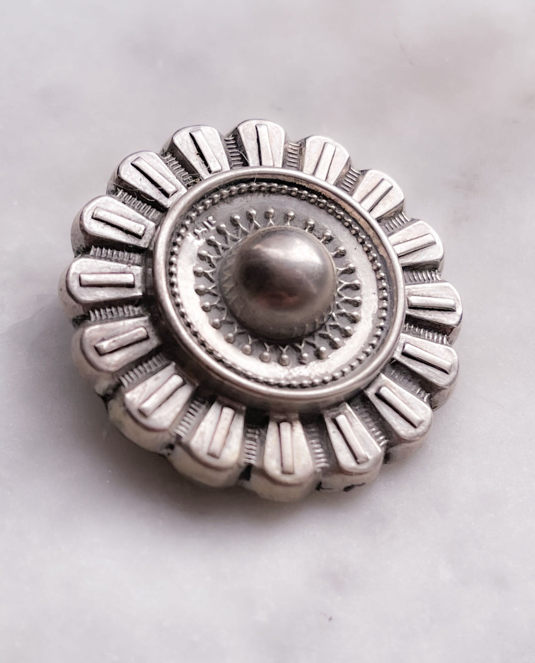 Delicious Etruscan Revival Brooch and Earring Set in Sterling Silver