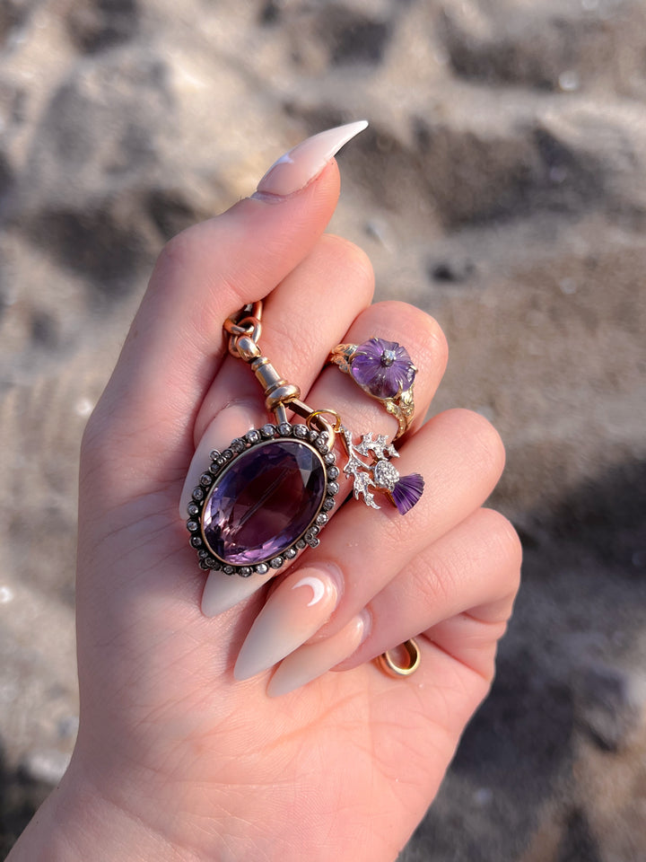 Victorian Diamond and Amethyst Brooch