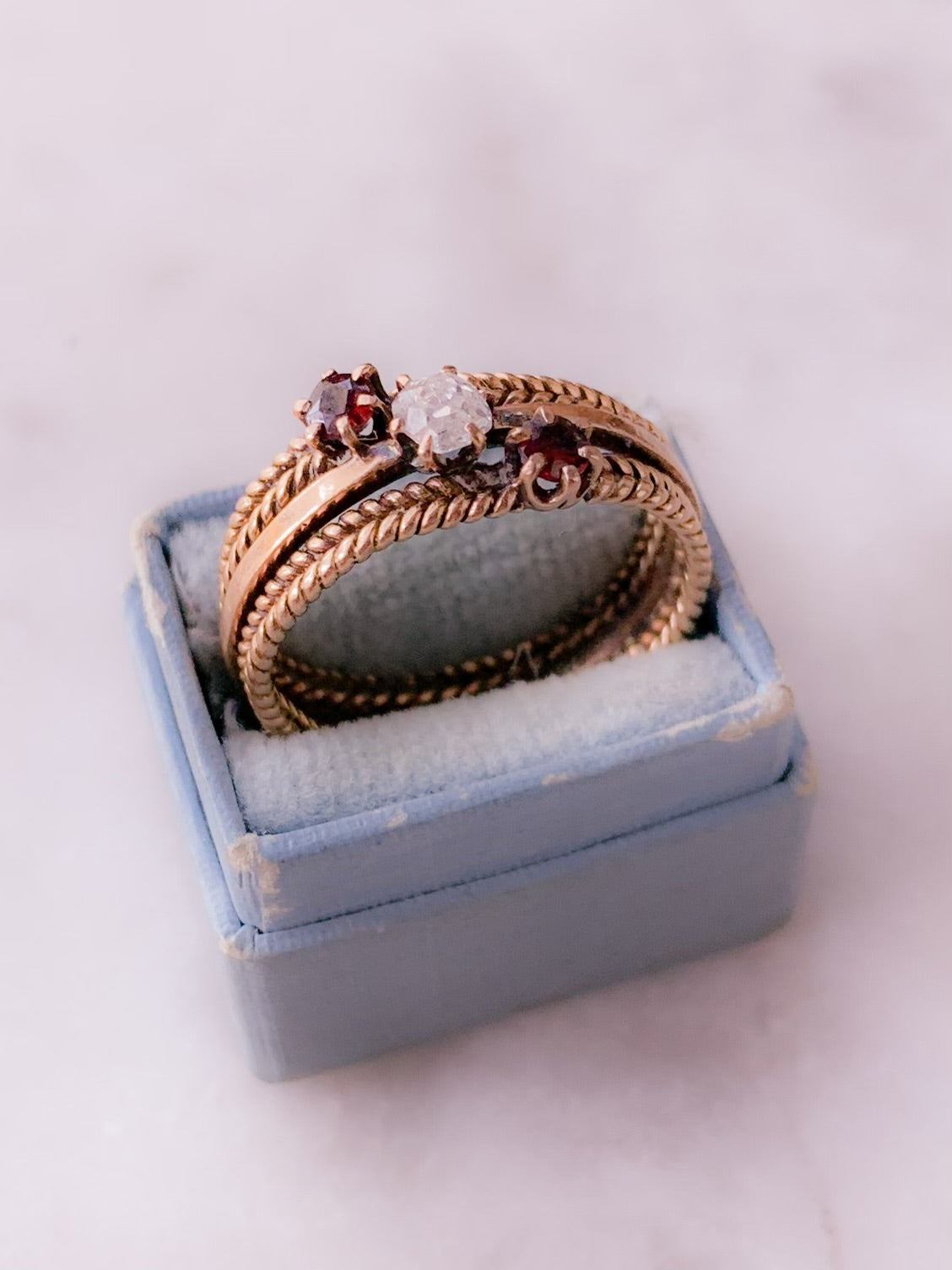 Victorian Garnet and Diamond Ring Circa 1890