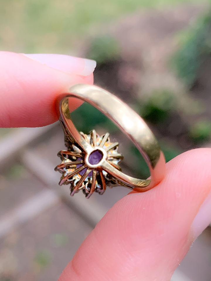 18k Diamond and Pink Star Sapphire Ring