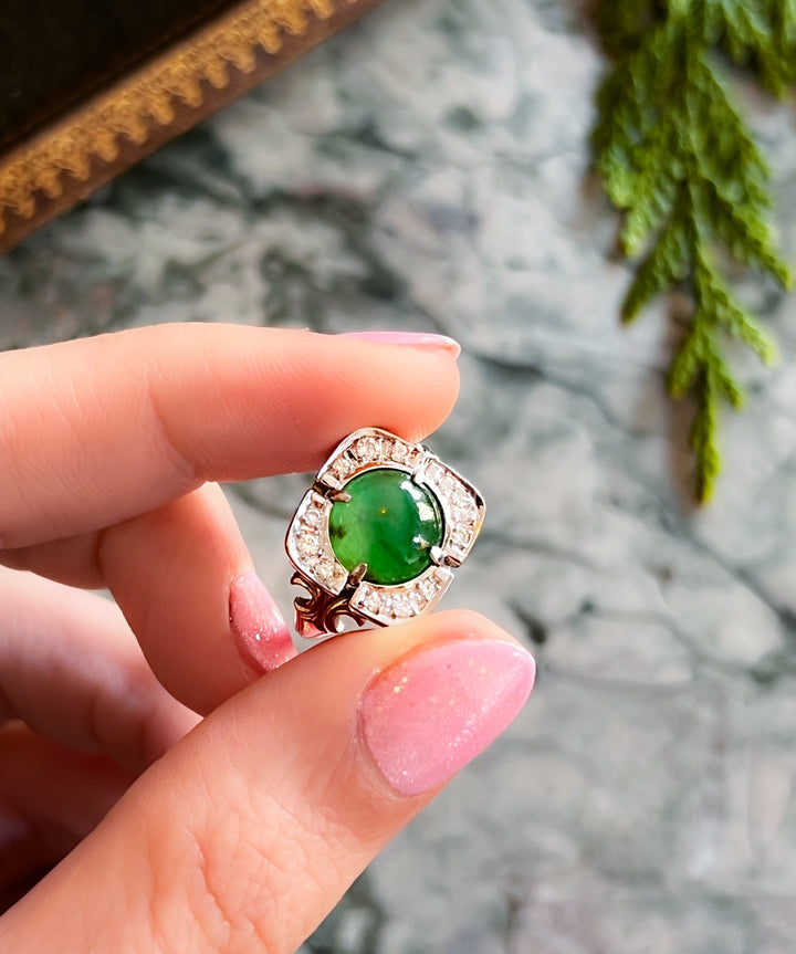 14ct White Gold Candy Apple Jade Conversion Ring