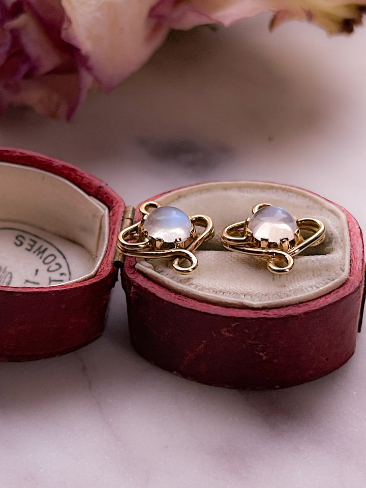 Darling Pair of Moonstone Earrings in 18k