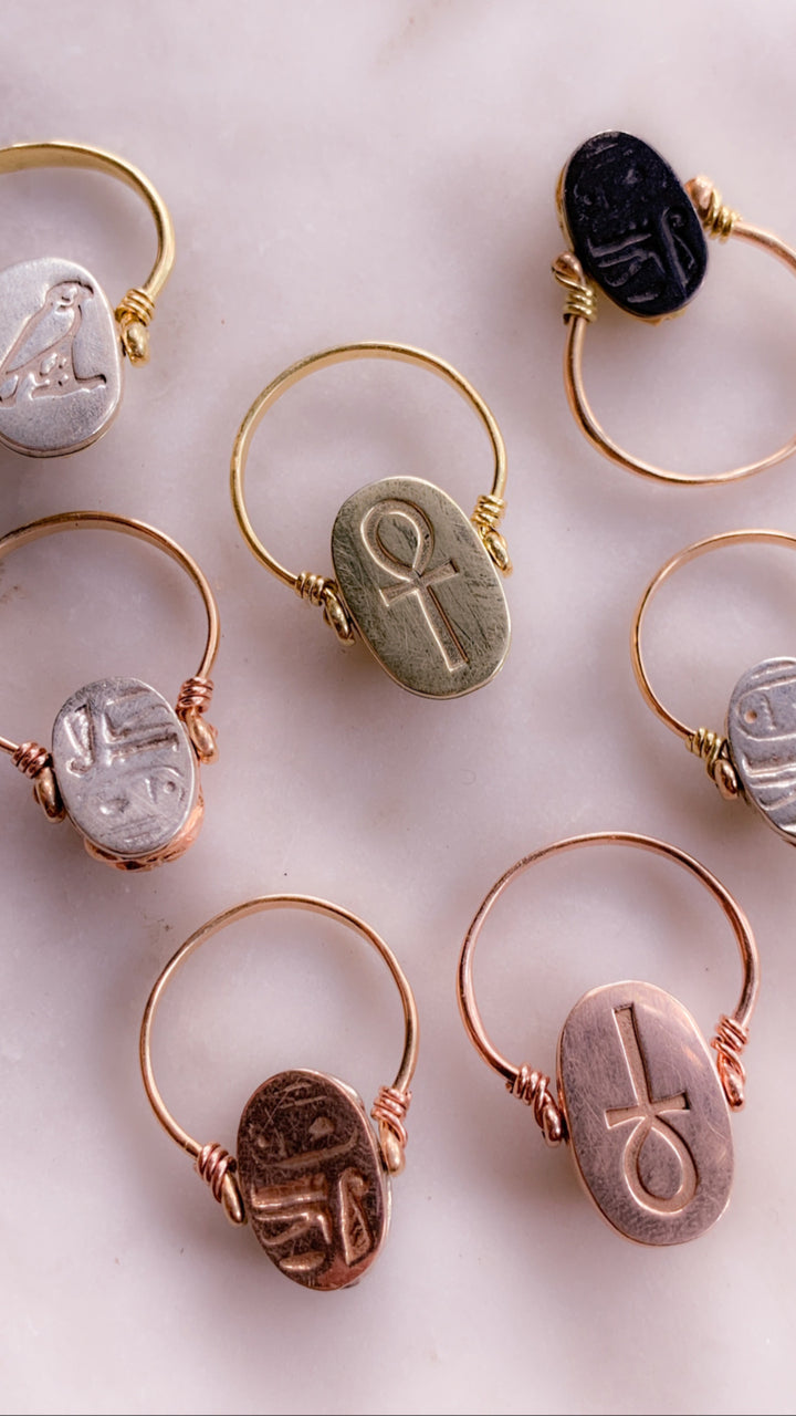 18k Gold Scarab Flip Ring Size 7.5-8